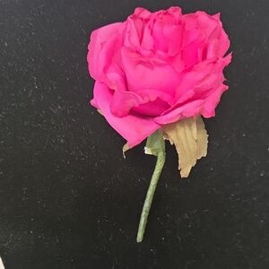 Pink Fabric Rose Stem Brooch
